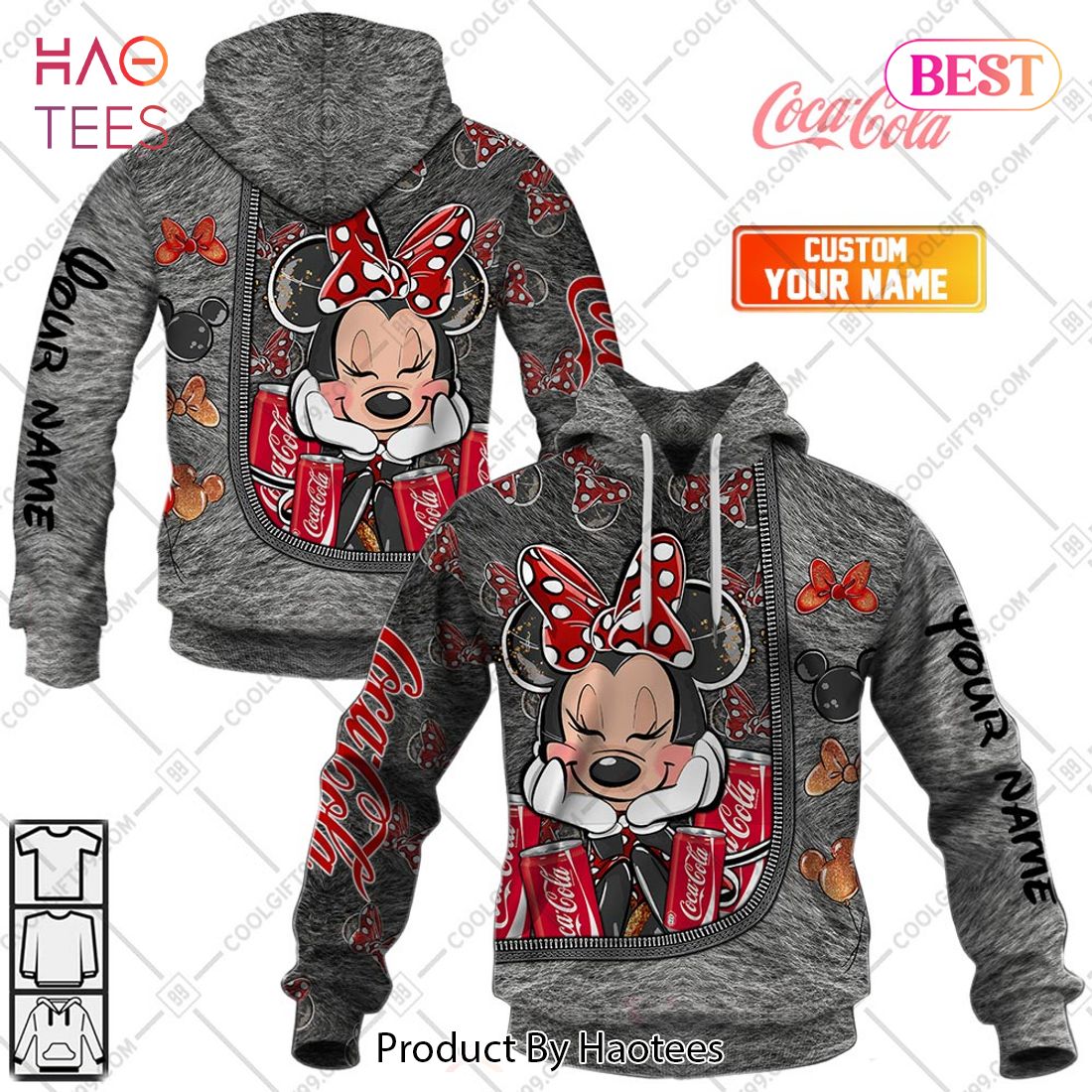 Personalized Coca Cola Minnie Mouse Design Hoodie, T-Shirt, Zip Hoodie, Sweatshirt
