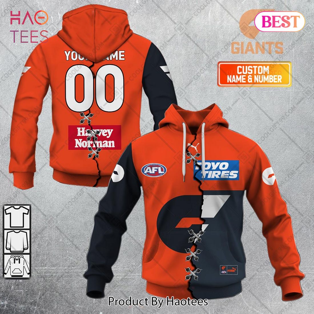 Personalized Guernsey Mix V2 AFL Greater Western Sydney Giants Hoodie, T-Shirt, Zip Hoodie, Sweatshirt