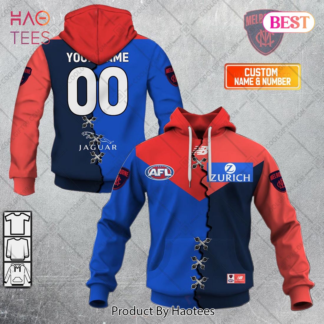 Personalized Guernsey Mix V2 AFL Melbourne Demons Hoodie, T-Shirt, Zip Hoodie, Sweatshirt