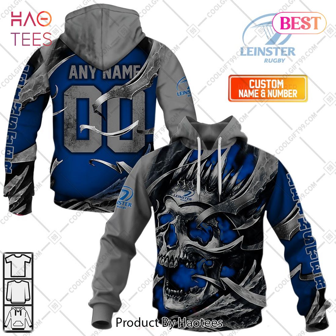 Personalized IRFU Leinster Rugby Metal Skull Design Hoodie, T-Shirt, Zip Hoodie, Sweatshirt