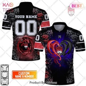 Personalized Lyon LOU Rugby Rose Dragons Design Polo Shirt