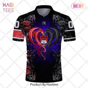 Personalized Lyon LOU Rugby Rose Dragons Design Polo Shirt