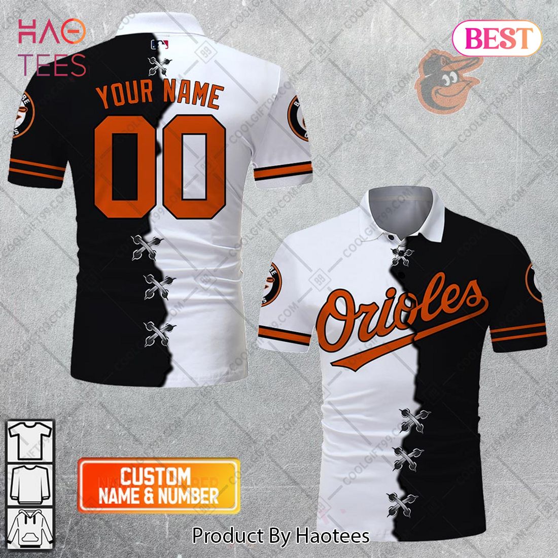 Personalized MLB Baltimore Orioles Mix Jersey Style Polo Shirt