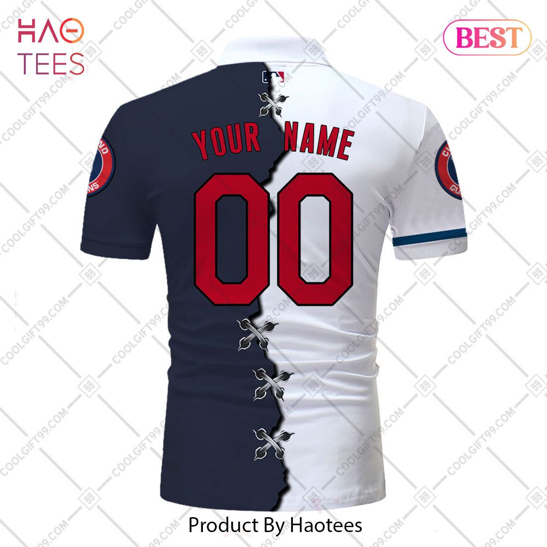 Personalized MLB Cleveland Guardians Mix Jersey Style Polo Shirt Personalized MLB Cleveland Guardians Mix Jersey Style Polo Shirt