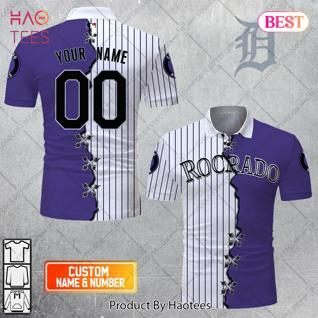 Personalized MLB Colorado Rockies Mix Jersey Style Polo Shirt