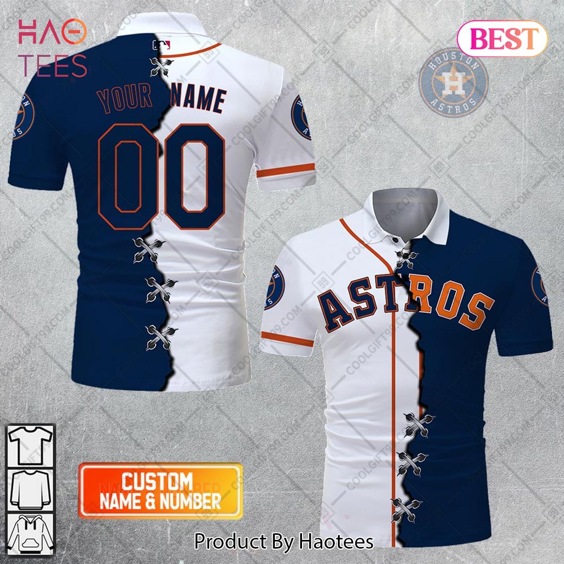 Personalized MLB Houston Astros Mix Jersey Style Polo Shirt