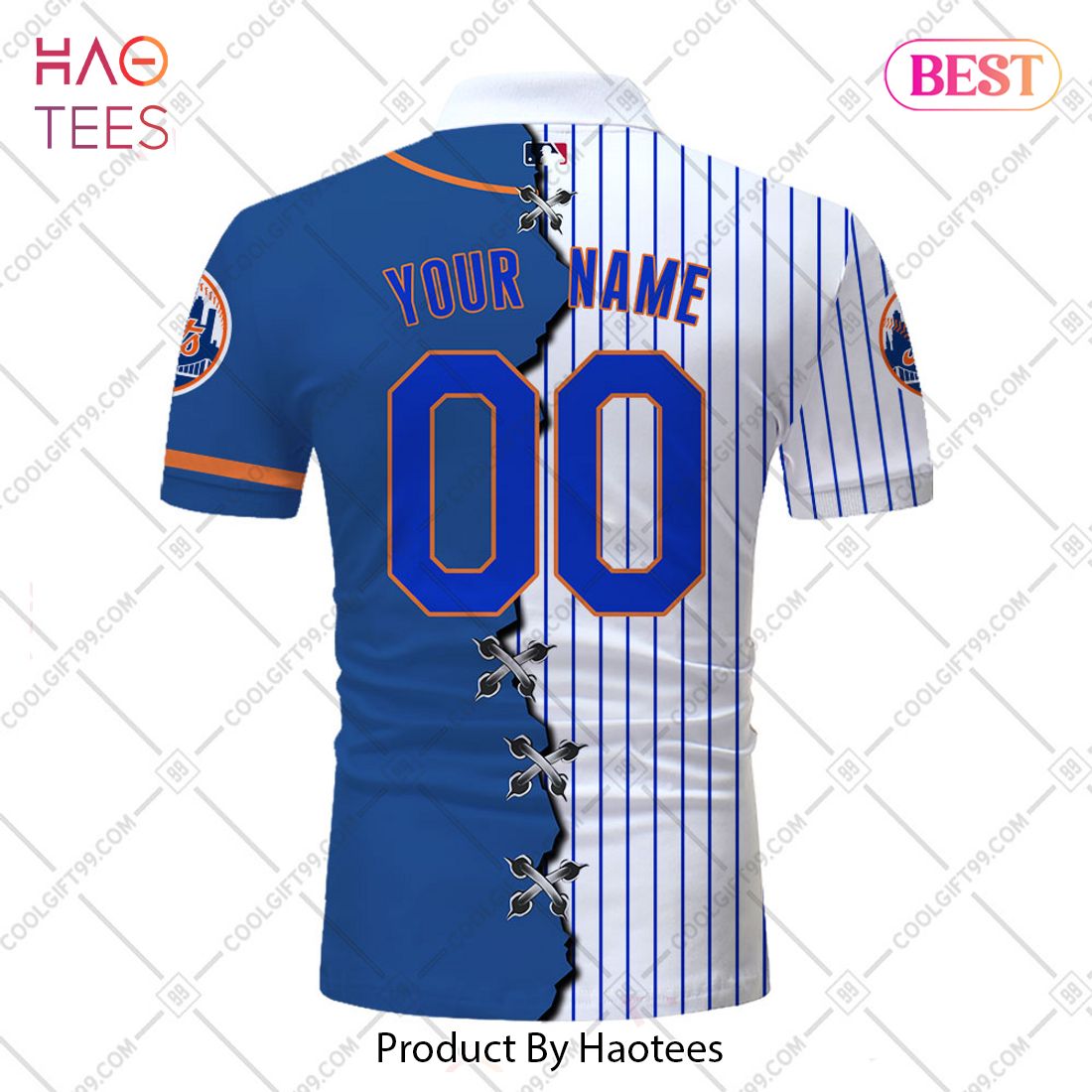 Personalized MLB New York Mets Mix Jersey Style Polo Shirt Personalized MLB New York Mets Mix Jersey Style Polo Shirt