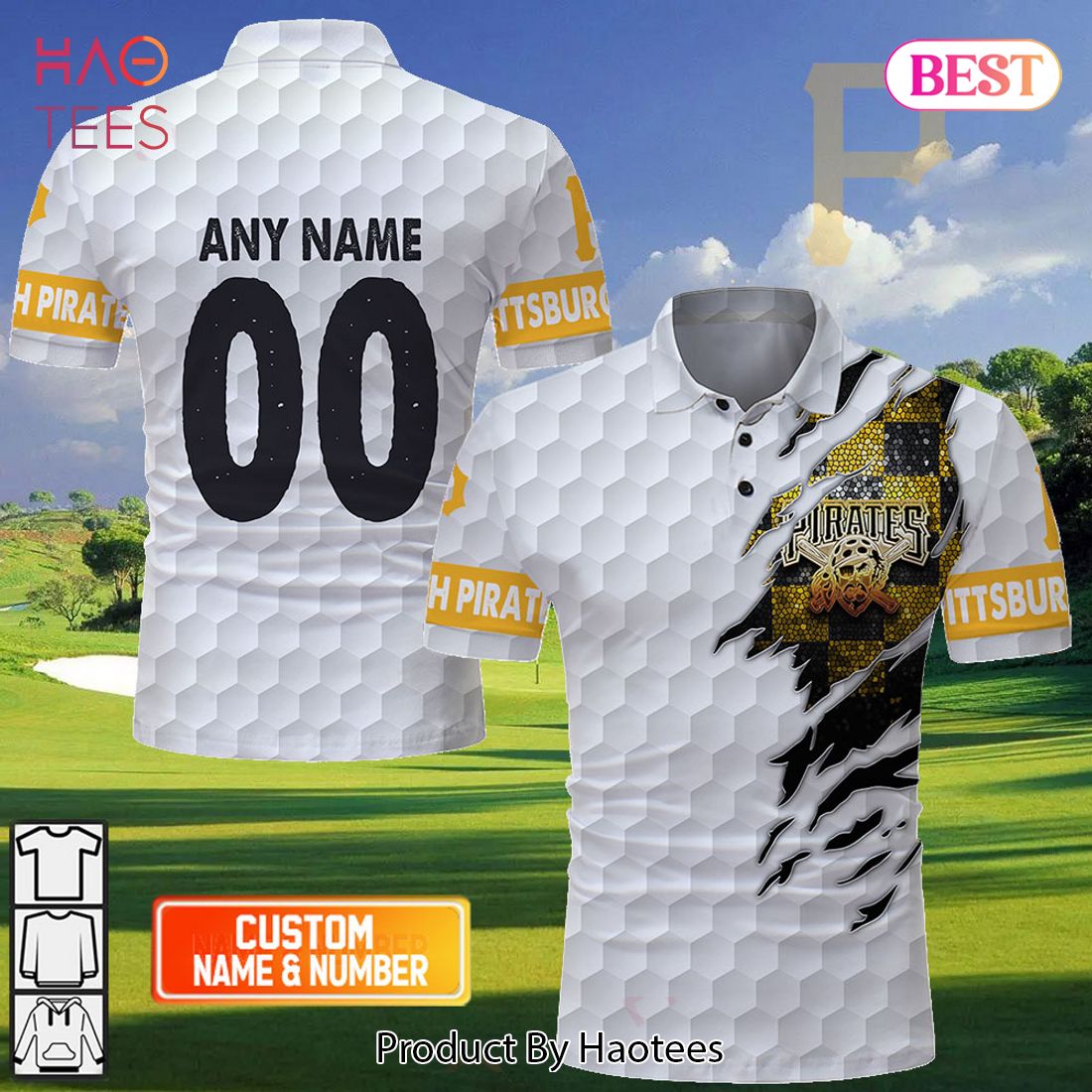 Personalized MLB Pittsburgh Pirates Mix Golf Style Polo Shirt