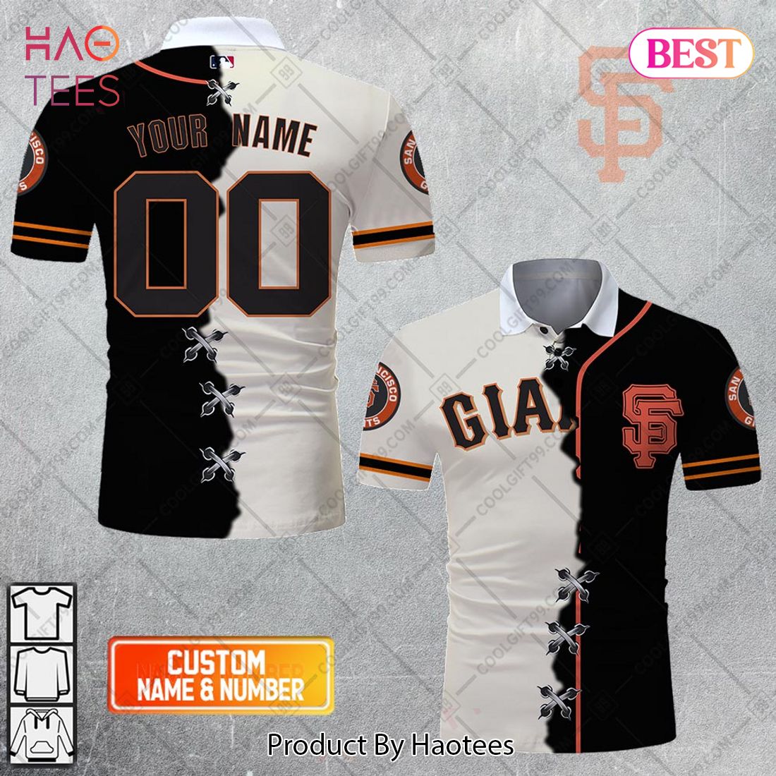 Personalized MLB San Francisco Giants Mix Jersey Style Polo Shirt