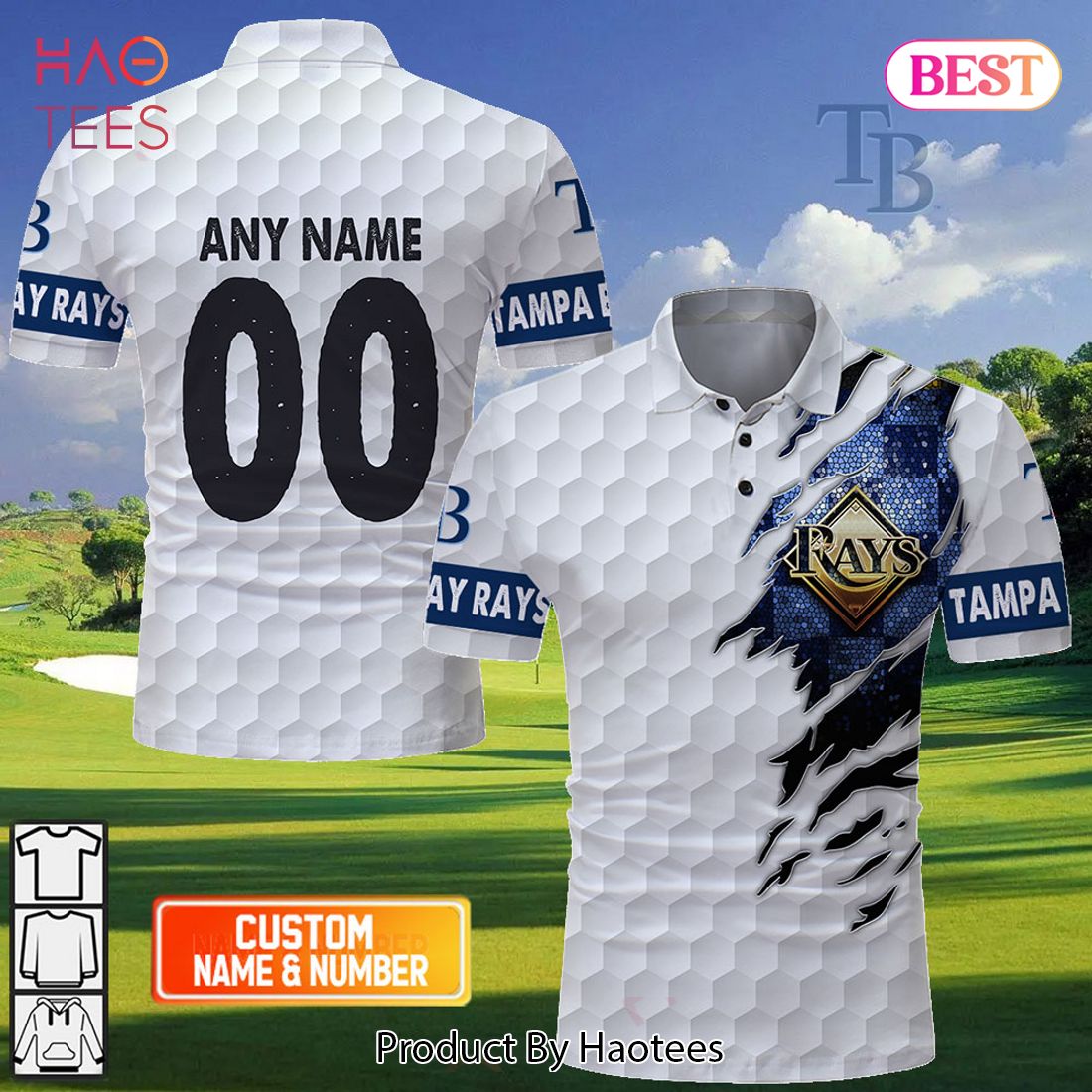 Personalized MLB Tampa Bay Rays Mix Golf Style Polo Shirt