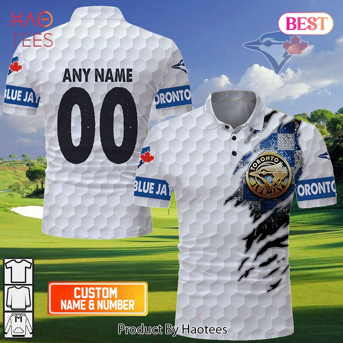 Personalized MLB Toronto Blue Jays Mix Golf Style Polo Shirt