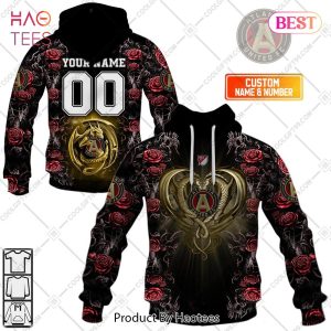 Personalized MLS Atlanta United Roses Dragon Couple Hoodie, T-Shirt, Zip Hoodie, Sweatshirt