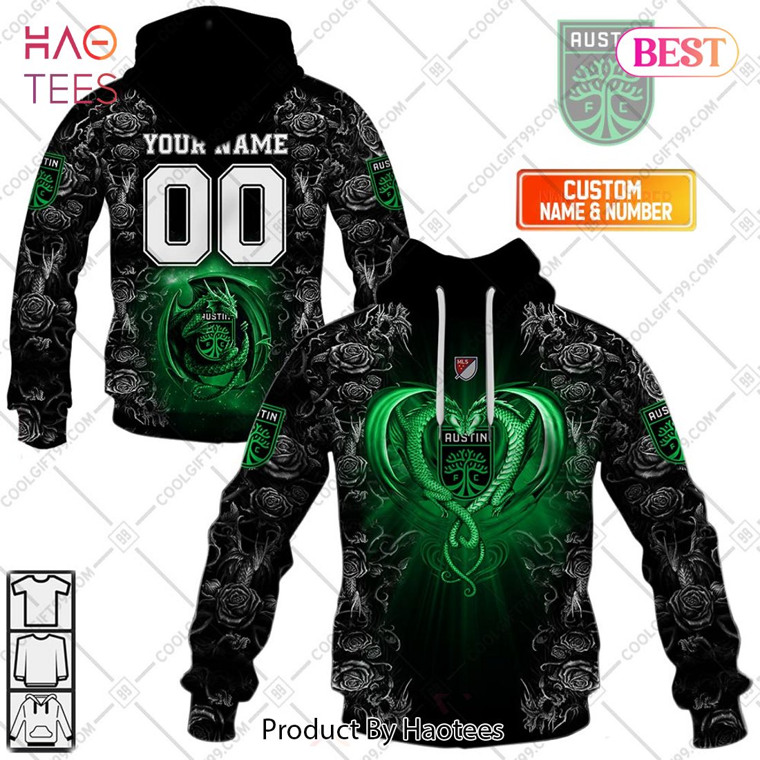 Personalized MLS Austin FC Roses Dragon Couple Hoodie, T-Shirt, Zip Hoodie, Sweatshirt