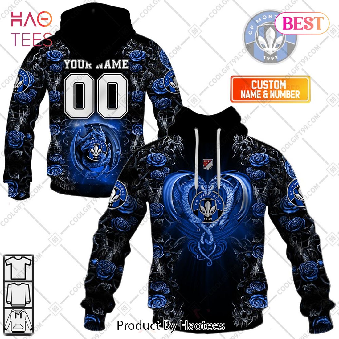 Personalized MLS CF Montreal Roses Dragon Couple Hoodie, T-Shirt, Zip Hoodie, Sweatshirt