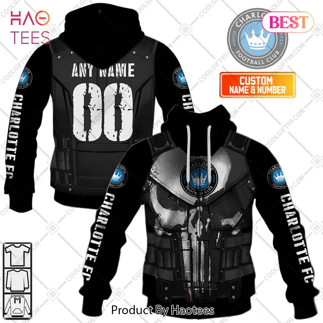 Personalized MLS Charlotte FC Punisher Design Hoodie, T-Shirt, Zip Hoodie, Sweatshirt