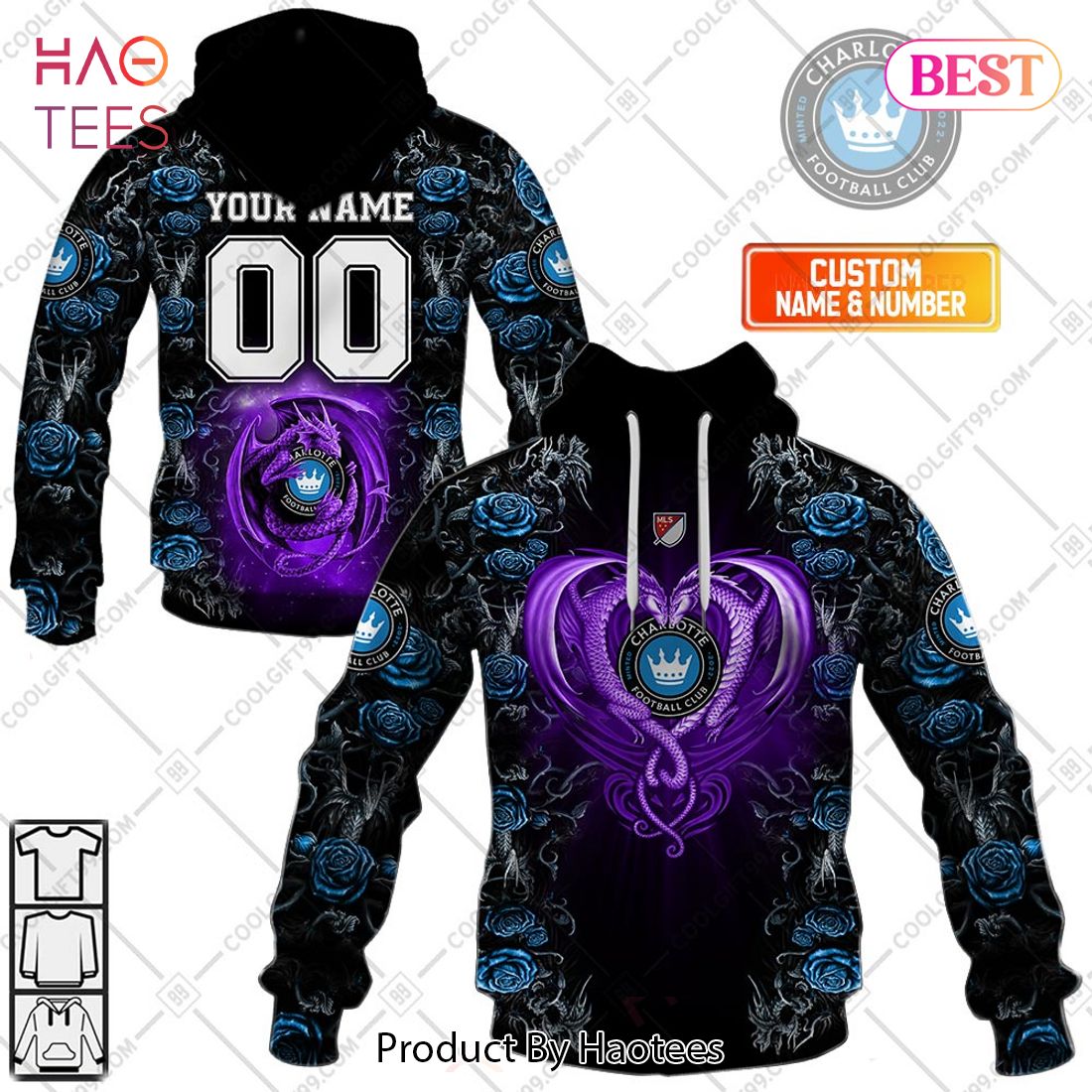 Personalized MLS Charlotte FC Roses Dragon Couple Hoodie, T-Shirt, Zip Hoodie, Sweatshirt