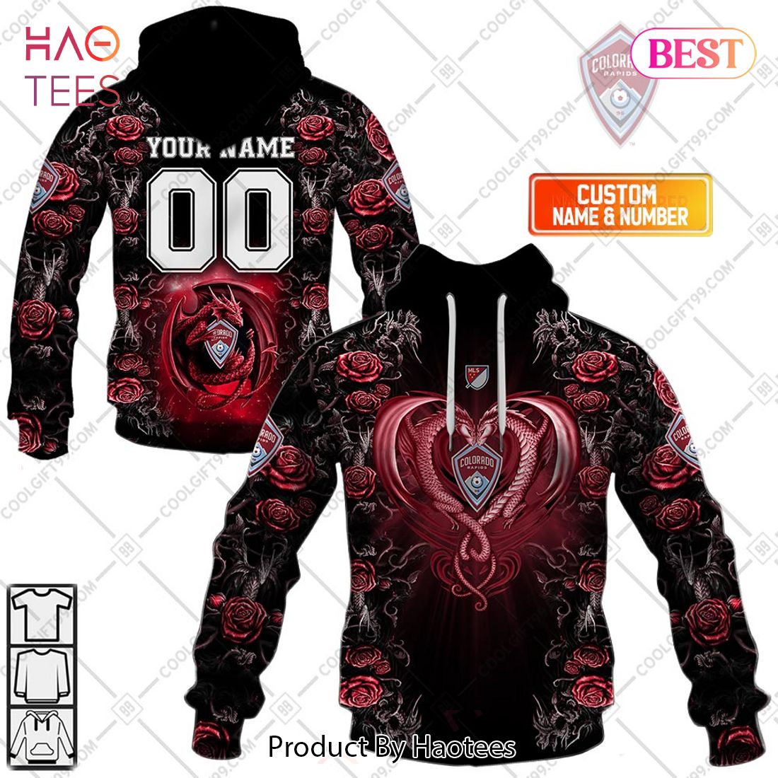 Personalized MLS Colorado Rapids Roses Dragon Couple Hoodie, T-Shirt, Zip Hoodie, Sweatshirt