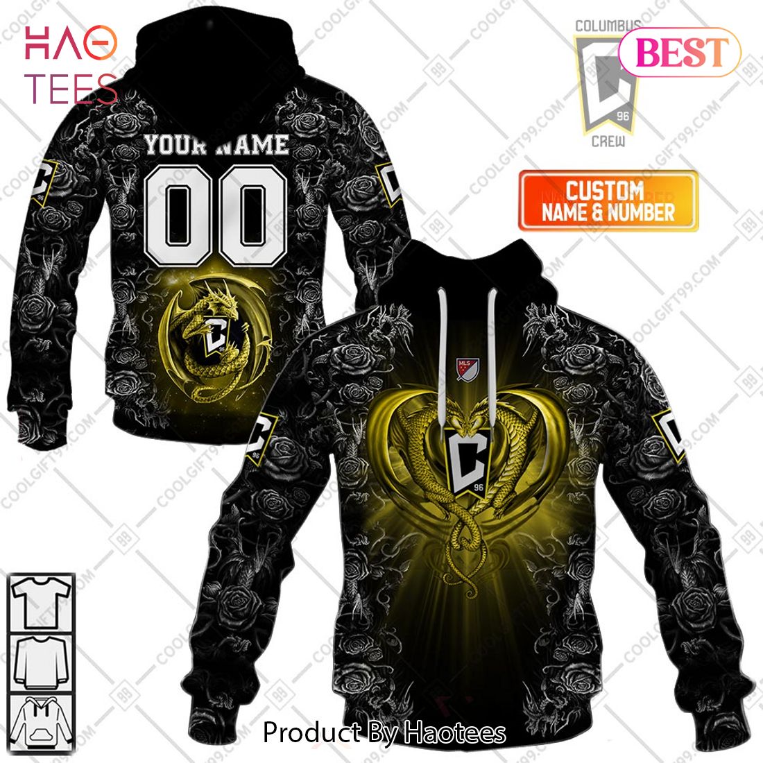 Personalized MLS Columbus Crew Roses Dragon Couple Hoodie, T-Shirt, Zip Hoodie, Sweatshirt