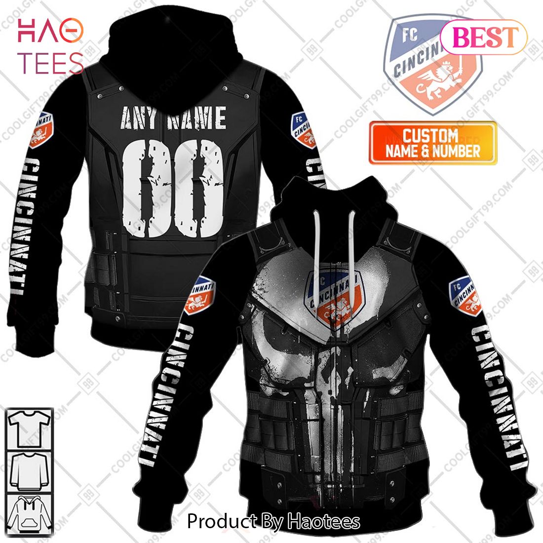 Personalized MLS FC Cincinnati Punisher Design Hoodie, T-Shirt, Zip Hoodie, Sweatshirt