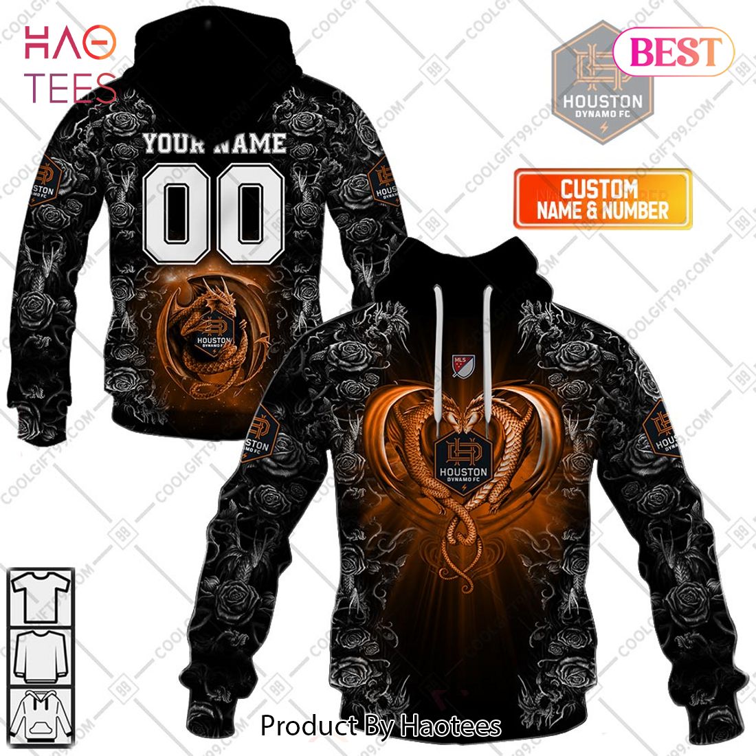 Personalized MLS Houston Dynamo FC Roses Dragon Couple Hoodie, T-Shirt, Zip Hoodie, Sweatshirt