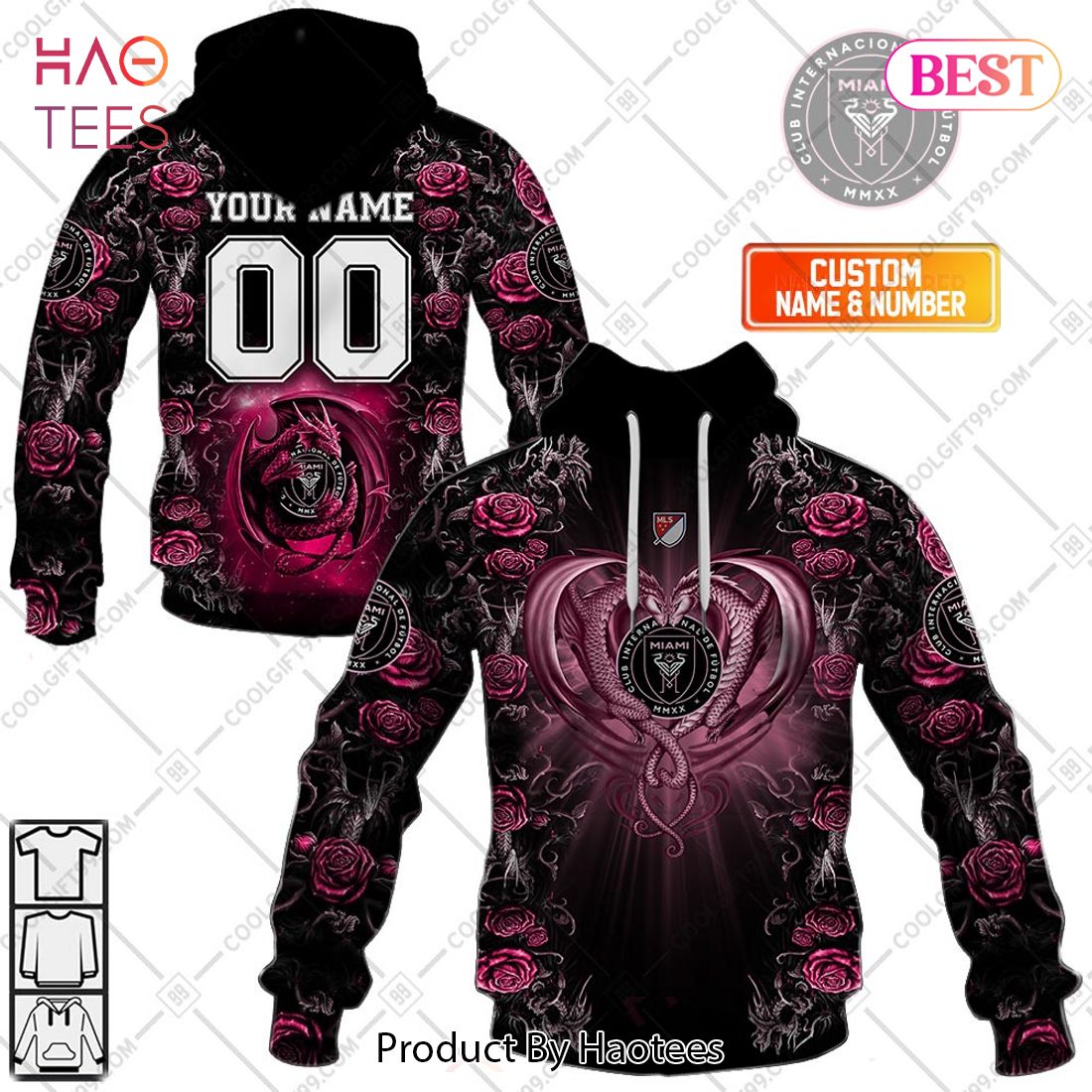 Personalized MLS Inter Miami CF Roses Dragon Couple Hoodie, T-Shirt, Zip Hoodie, Sweatshirt