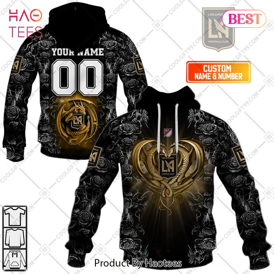 Personalized MLS Los Angeles FC Roses Dragon Couple Hoodie, T-Shirt, Zip Hoodie, Sweatshirt
