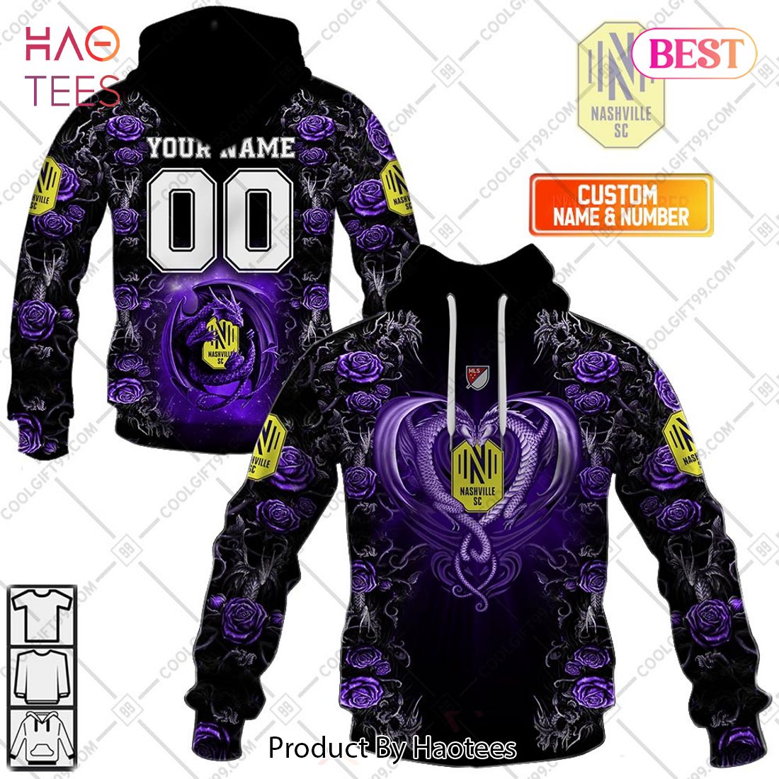 Personalized MLS Nashville SC Roses Dragon Couple Hoodie, T-Shirt, Zip Hoodie, Sweatshirt