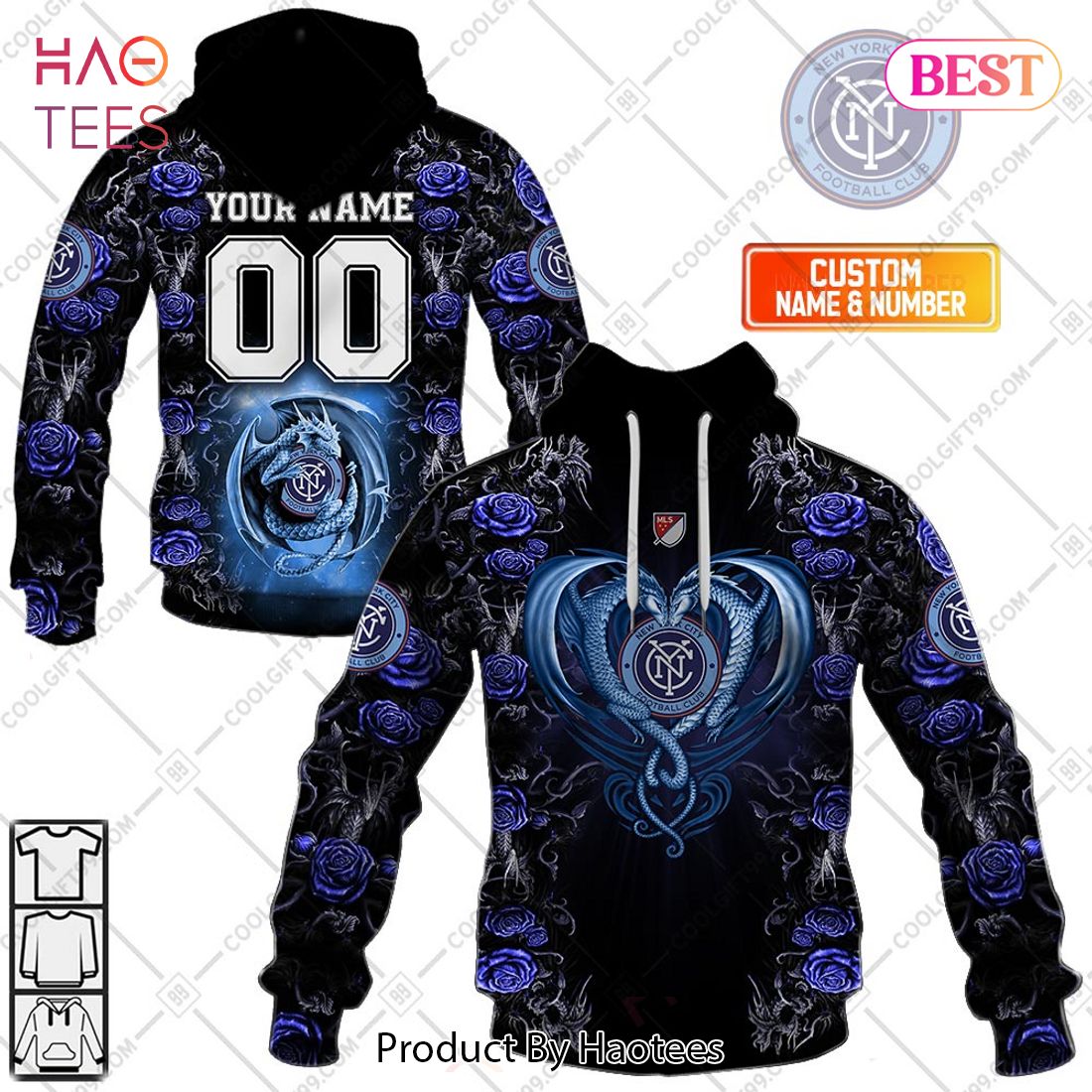 Personalized MLS New York City FC Roses Dragon Couple Hoodie, T-Shirt, Zip Hoodie, Sweatshirt