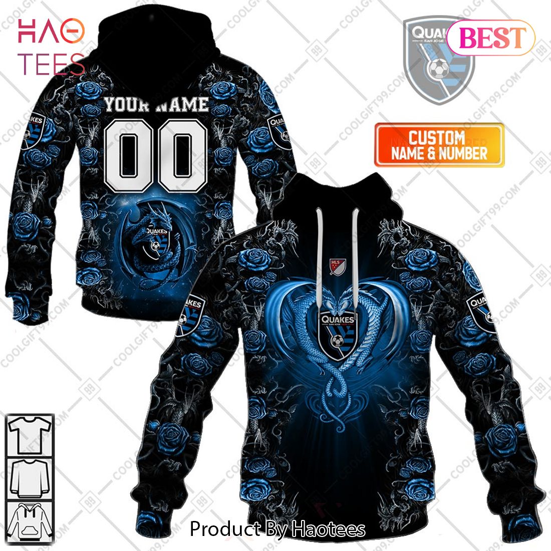 Personalized MLS San Jose Earthquakes Roses Dragon Couple Hoodie, T-Shirt, Zip Hoodie, Sweatshirt