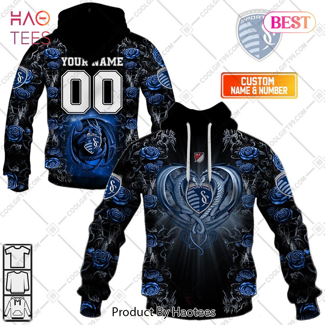 Personalized MLS Sporting Kansas City Roses Dragon Couple Hoodie, T-Shirt, Zip Hoodie, Sweatshirt