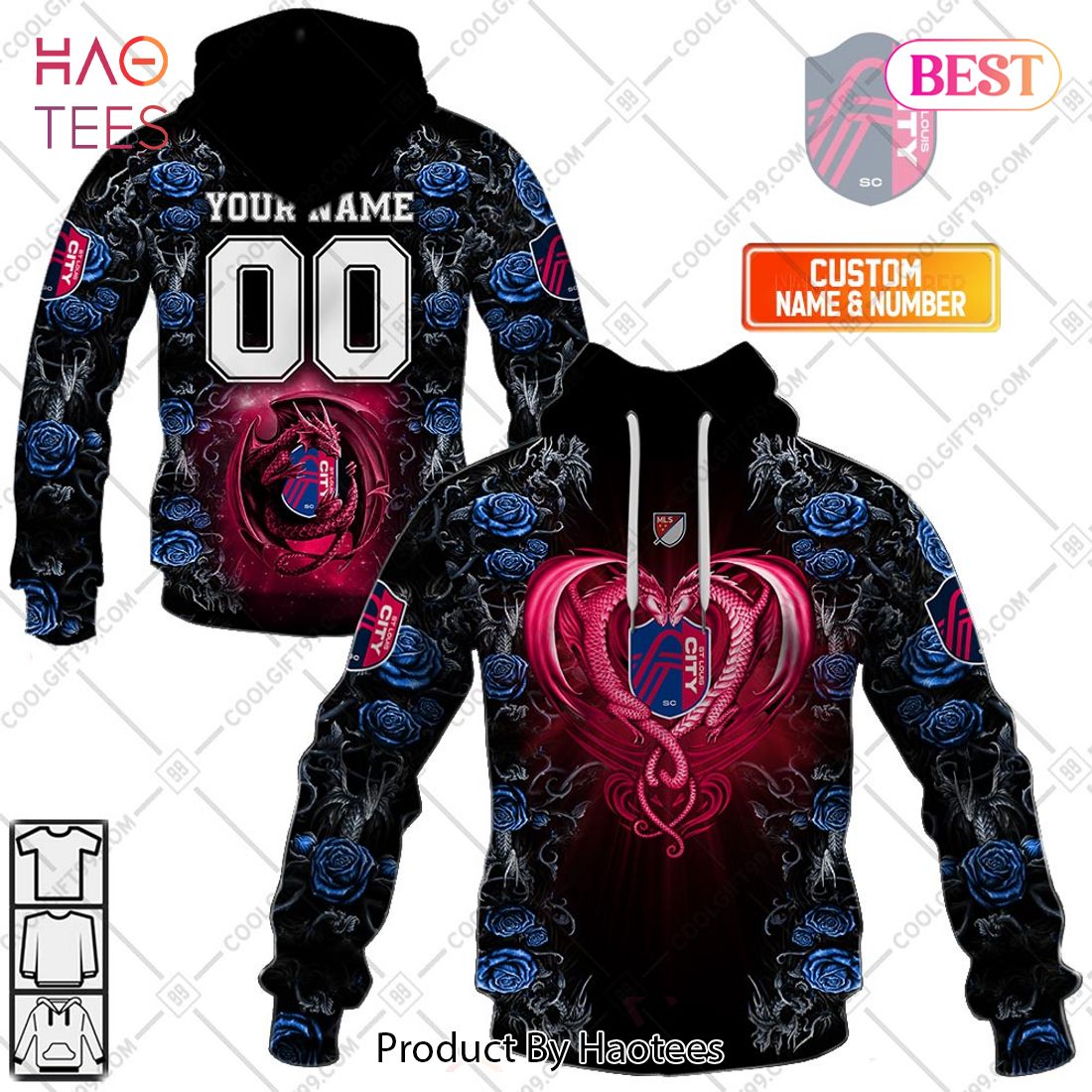 Personalized MLS St. Louis City SC Roses Dragon Couple Hoodie, T-Shirt, Zip Hoodie, Sweatshirt