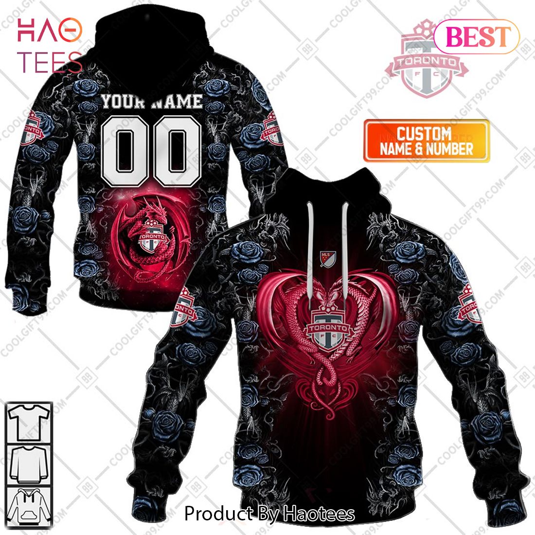Personalized MLS Toronto FC Roses Dragon Couple Hoodie, T-Shirt, Zip Hoodie, Sweatshirt