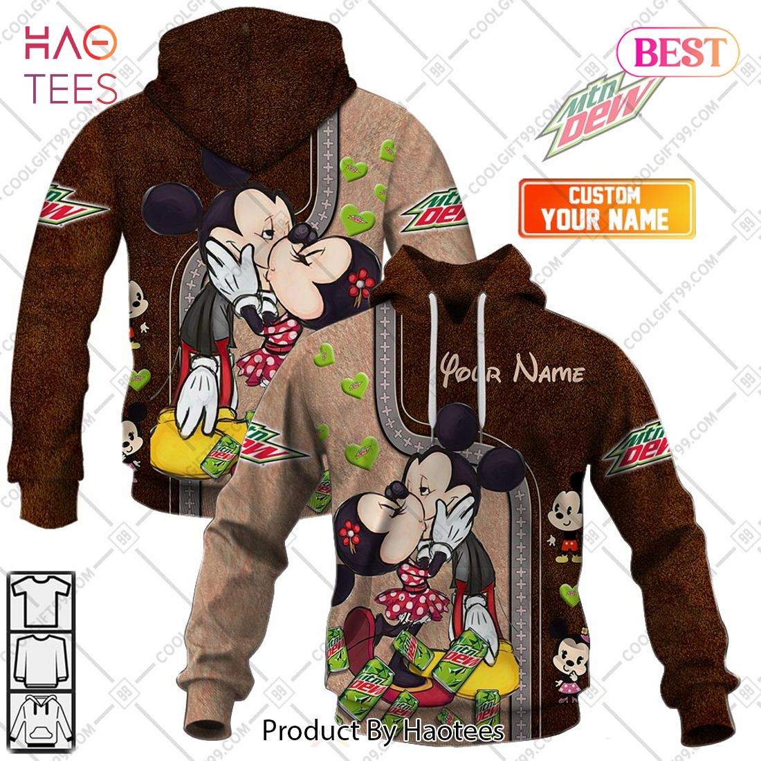Personalized Mountain Dew Mickey And Minnie Design Hoodie, T-Shirt, Zip Hoodie, Sweatshirt