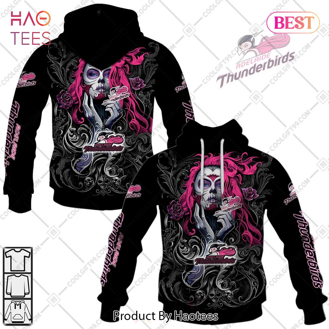 Personalized Netball AU Adelaide Thunderbirds Tattoo Girl Design Hoodie, T-Shirt, Zip Hoodie, Sweatshirt