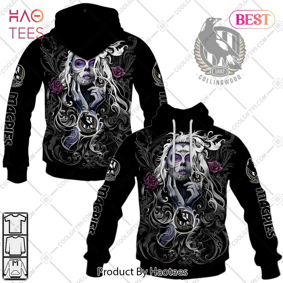 Personalized Netball AU Collingwood Magpies Tattoo Girl Design Hoodie, T-Shirt, Zip Hoodie, Sweatshirt