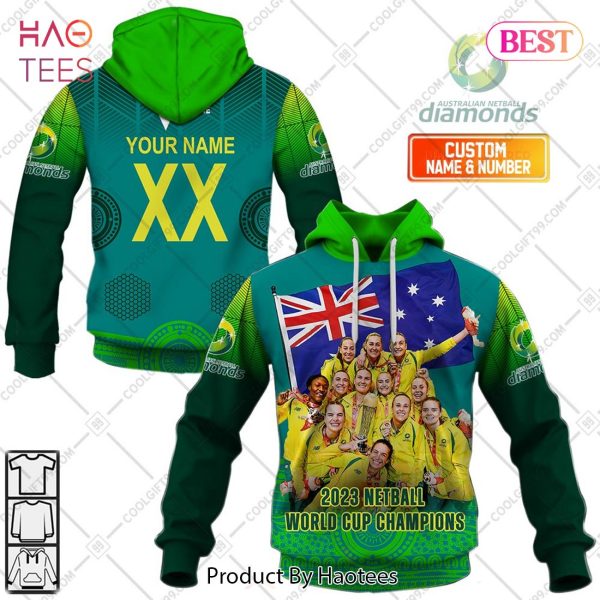 Personalized Netball AU Diamonds 2023 World Cup Champions Blue Jersey Hoodie, T-Shirt, Zip Hoodie, Sweatshirt