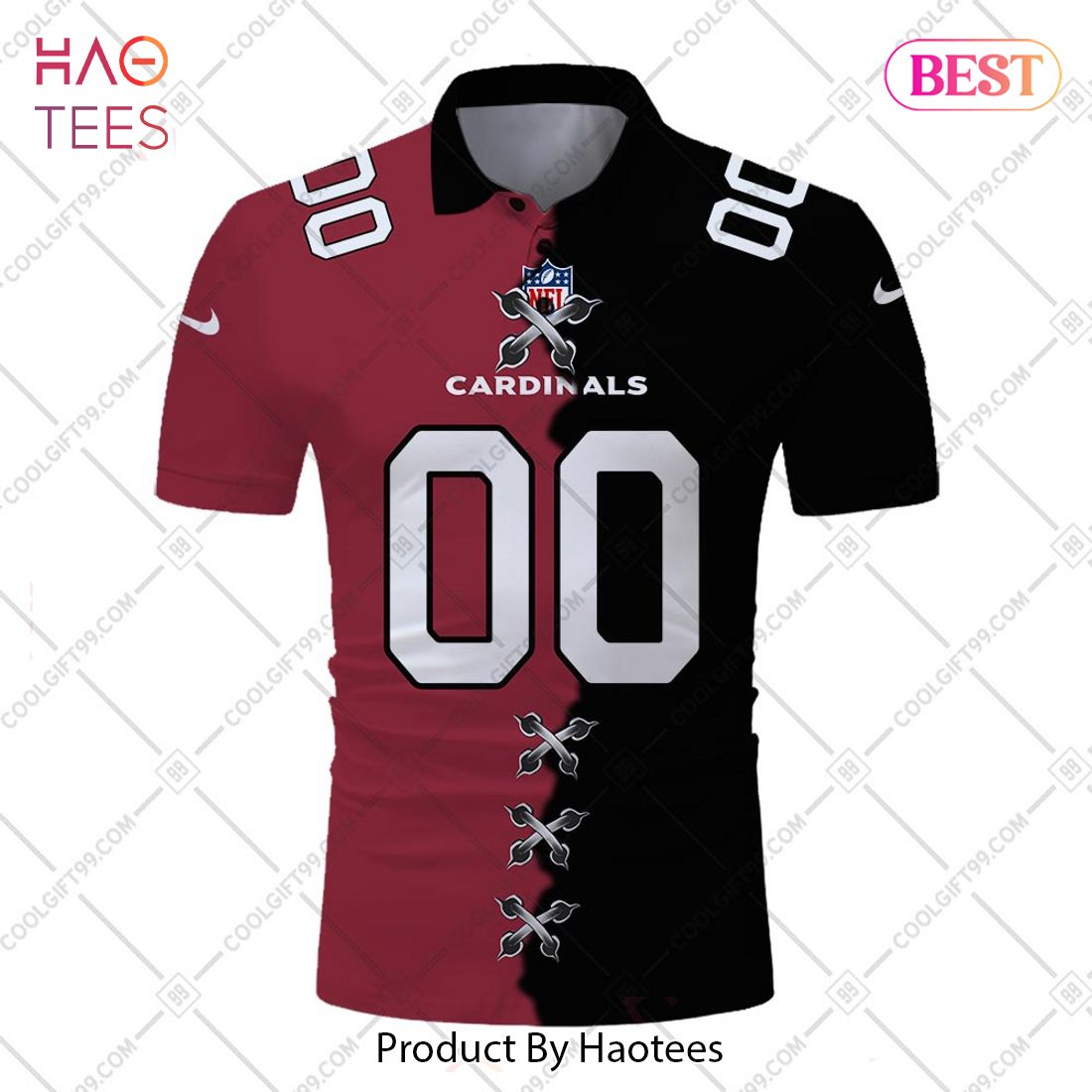 Personalized NFL Arizona Cardinals Mix Jersey Style Polo Shirt Personalized NFL Arizona Cardinals Mix Jersey Style Polo Shirt