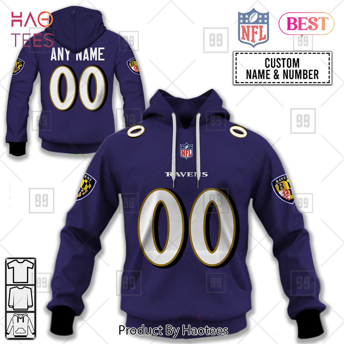 Personalized NFL Baltimore Ravens Home Jersey Style Hoodie, T-Shirt, Zip Hoodie, Sweatshirt