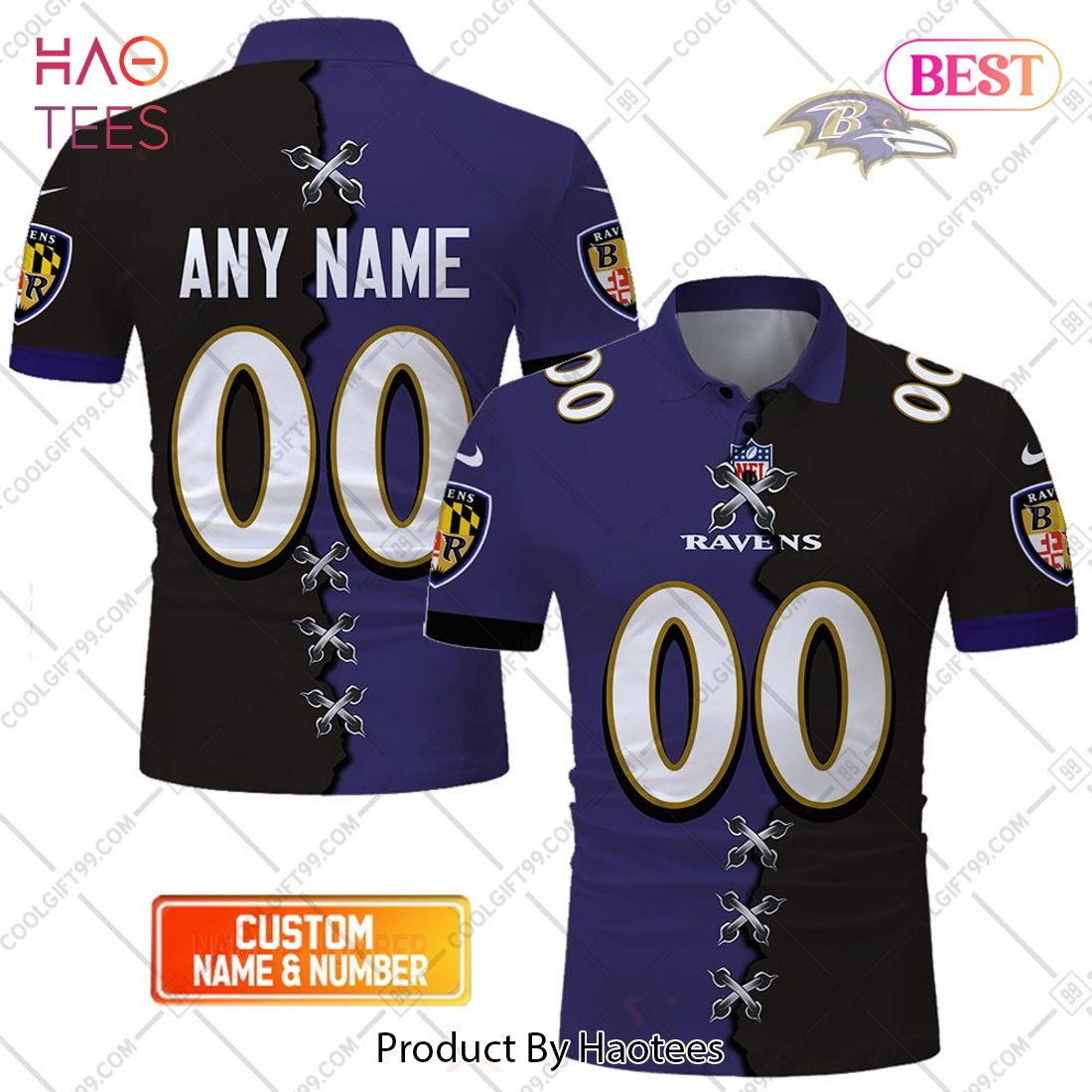 Personalized NFL Baltimore Ravens Mix Jersey Style Polo Shirt Personalized NFL Baltimore Ravens Mix Jersey Style Polo Shirt