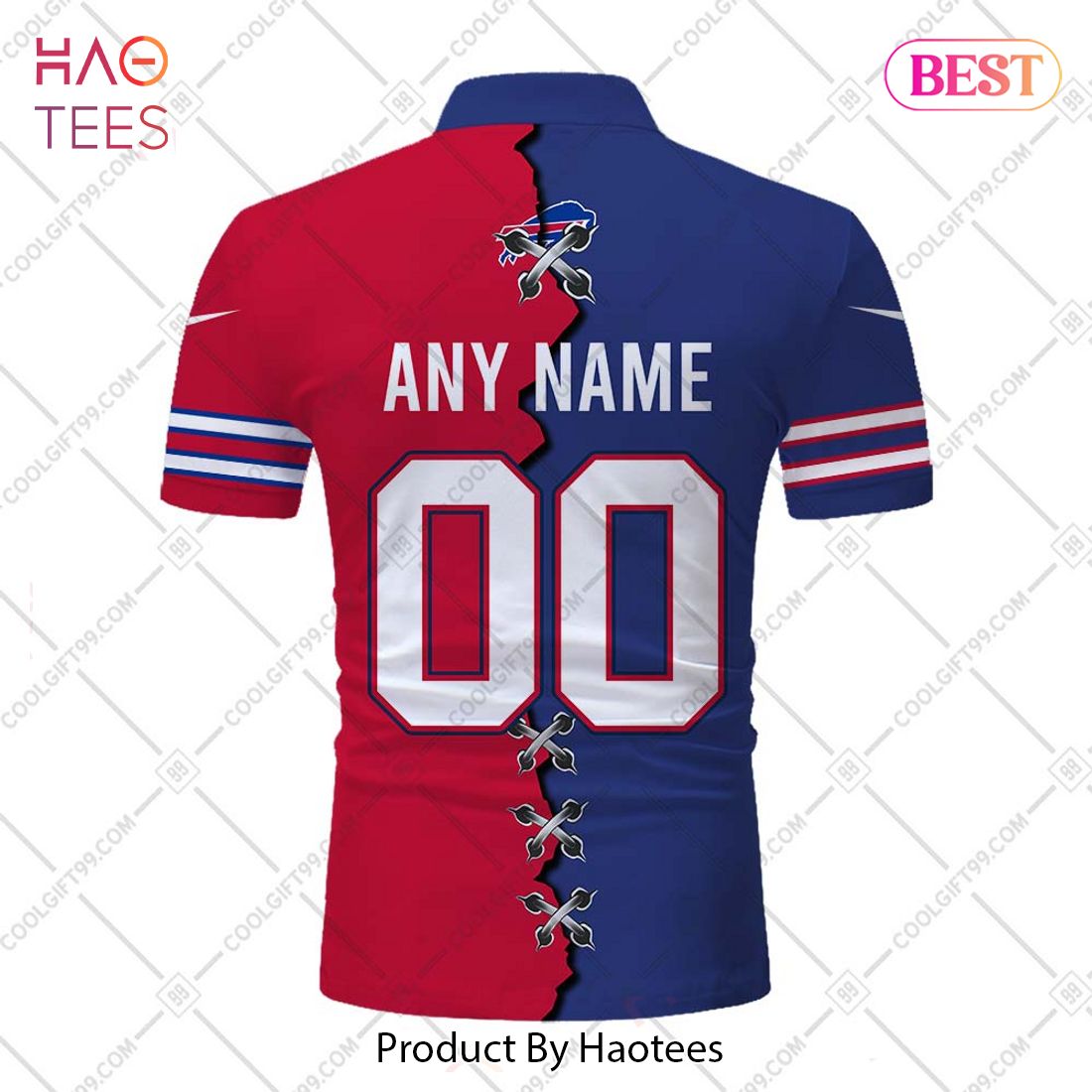 Personalized NFL Buffalo Bills Mix Jersey Style Polo Shirt Personalized NFL Buffalo Bills Mix Jersey Style Polo Shirt