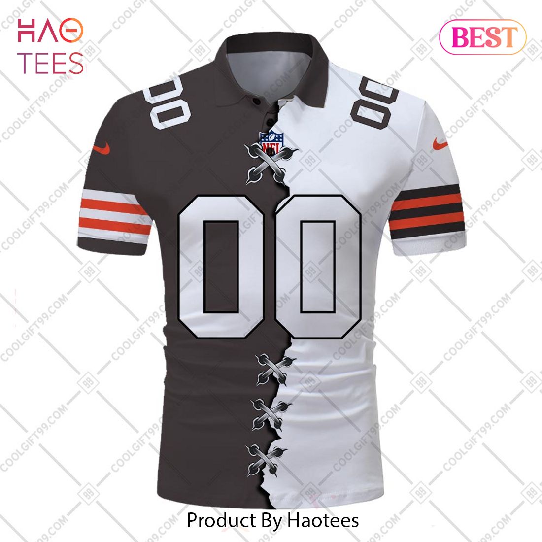 Personalized NFL Cleveland Browns Mix Jersey Style Polo Shirt Personalized NFL Cleveland Browns Mix Jersey Style Polo Shirt