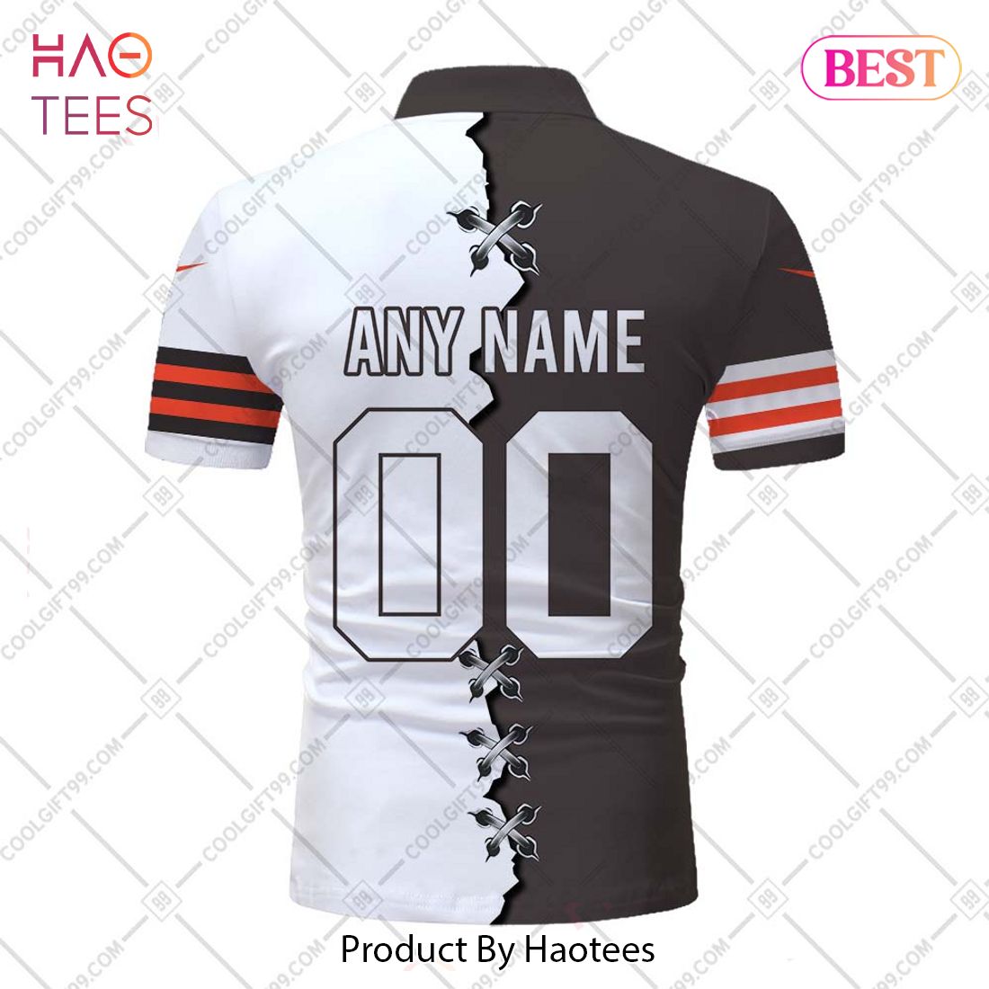 Personalized NFL Cleveland Browns Mix Jersey Style Polo Shirt Personalized NFL Cleveland Browns Mix Jersey Style Polo Shirt