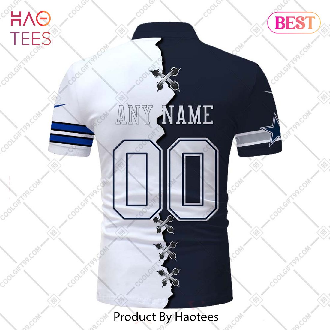 Personalized NFL Dallas Cowboys Mix Jersey Style Polo Shirt Personalized NFL Dallas Cowboys Mix Jersey Style Polo Shirt