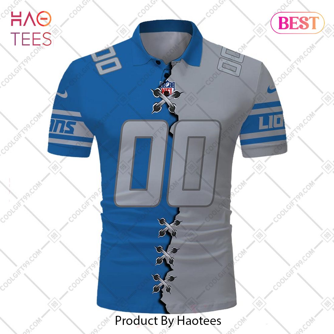 Personalized NFL Detroit Lions Mix Jersey Style Polo Shirt Personalized NFL Detroit Lions Mix Jersey Style Polo Shirt