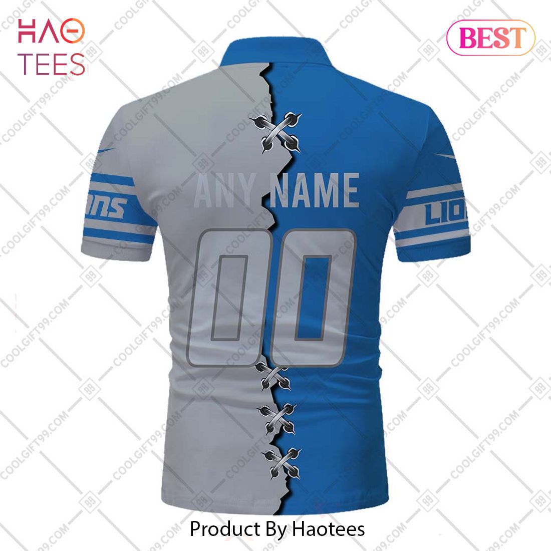 Personalized NFL Detroit Lions Mix Jersey Style Polo Shirt Personalized NFL Detroit Lions Mix Jersey Style Polo Shirt