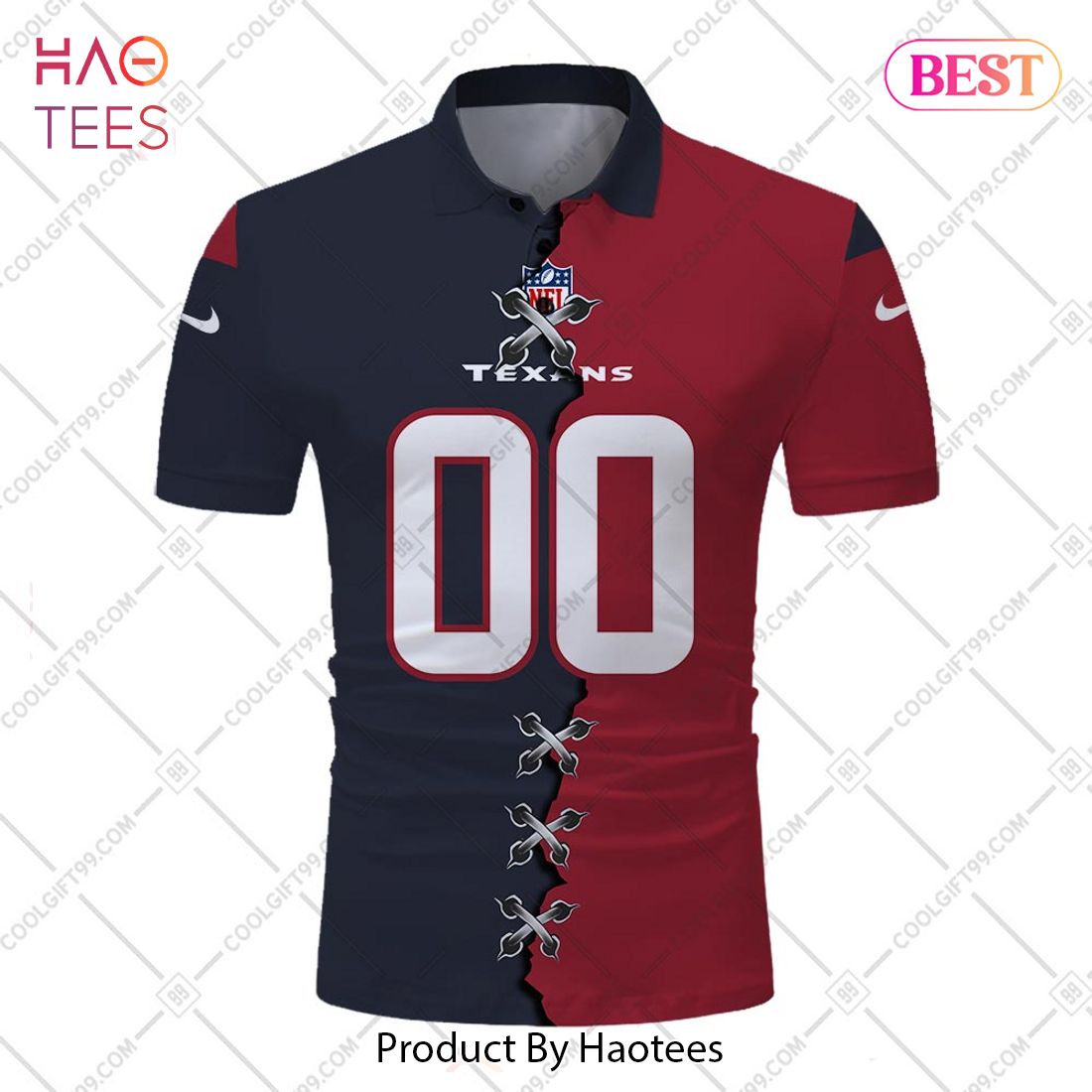Personalized NFL Houston Texans Mix Jersey Style Polo Shirt Personalized NFL Houston Texans Mix Jersey Style Polo Shirt