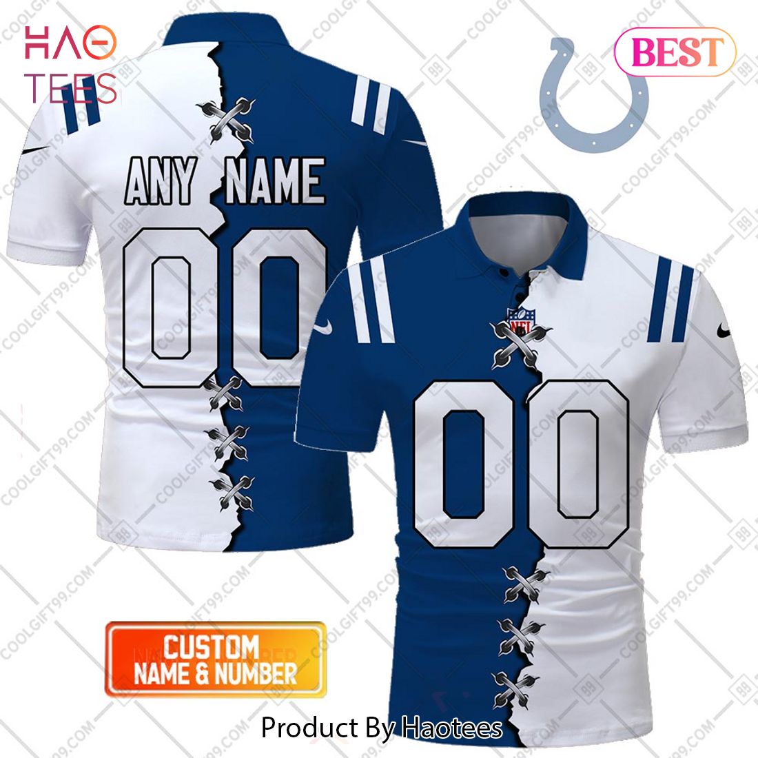 Personalized NFL Indianapolis Colts Mix Jersey Style Polo Shirt Personalized NFL Indianapolis Colts Mix Jersey Style Polo Shirt