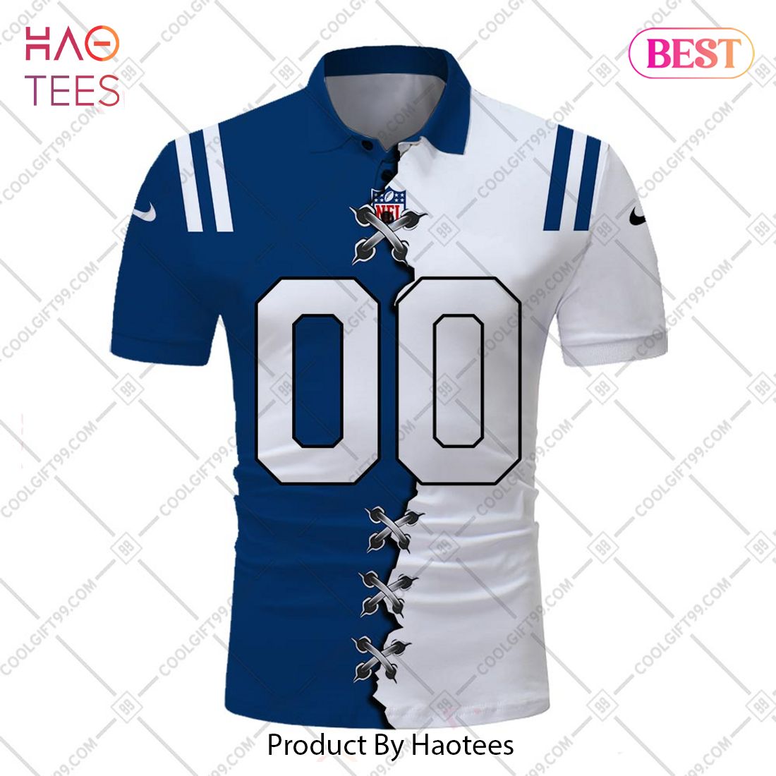 Personalized NFL Indianapolis Colts Mix Jersey Style Polo Shirt Personalized NFL Indianapolis Colts Mix Jersey Style Polo Shirt