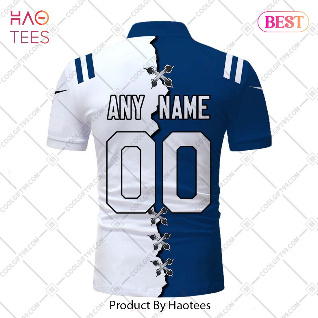 Personalized NFL Indianapolis Colts Mix Jersey Style Polo Shirt Personalized NFL Indianapolis Colts Mix Jersey Style Polo Shirt