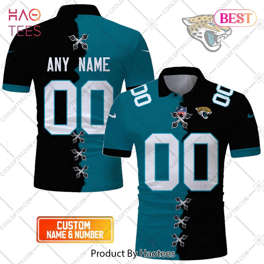 Personalized NFL Jacksonville Jaguars Mix Jersey Style Polo Shirt Personalized NFL Jacksonville Jaguars Mix Jersey Style Polo Shirt